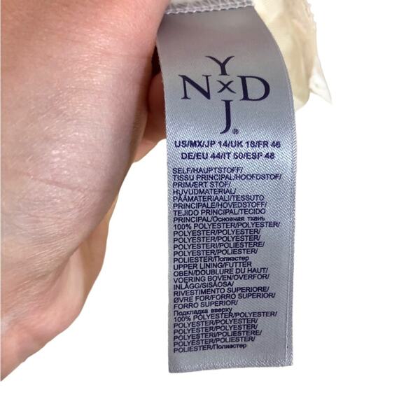 NYDJ Veronica Ruched Tie Waist Pink and White Striped Dress Size 14 - Picture 7 of 9